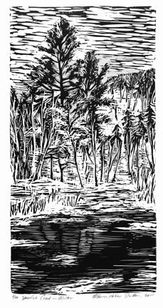 Spearfish Creek in Winter Block Print